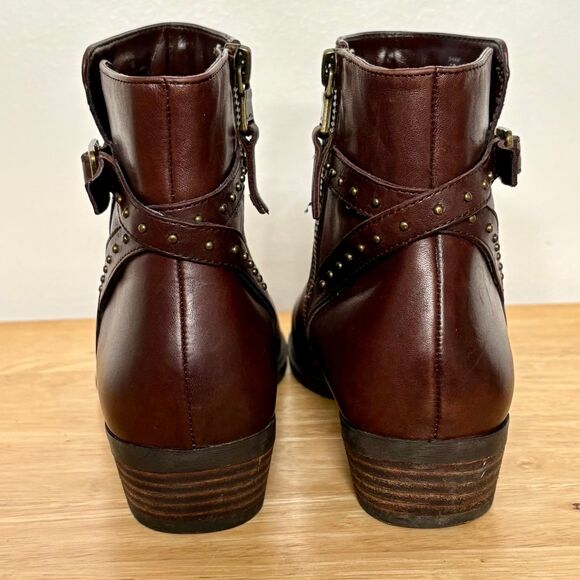 Lauren Ralph Lauren "Shaw" Chocolate Brown Leather Ankle Boots with Studs size 6 - Picture 5 of 10